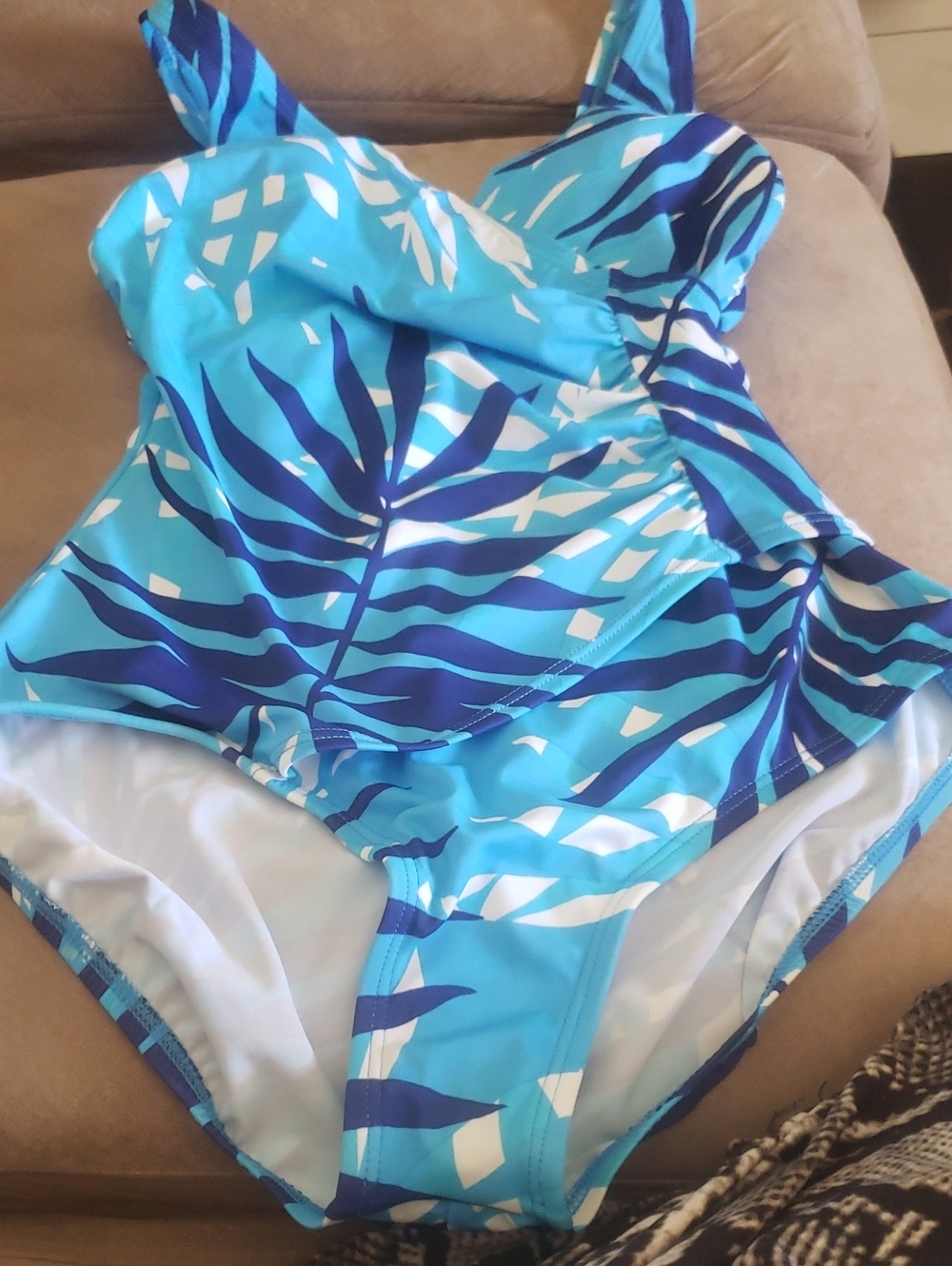 Jantzen Blue Tropical-Print One-Piece Swimsuit